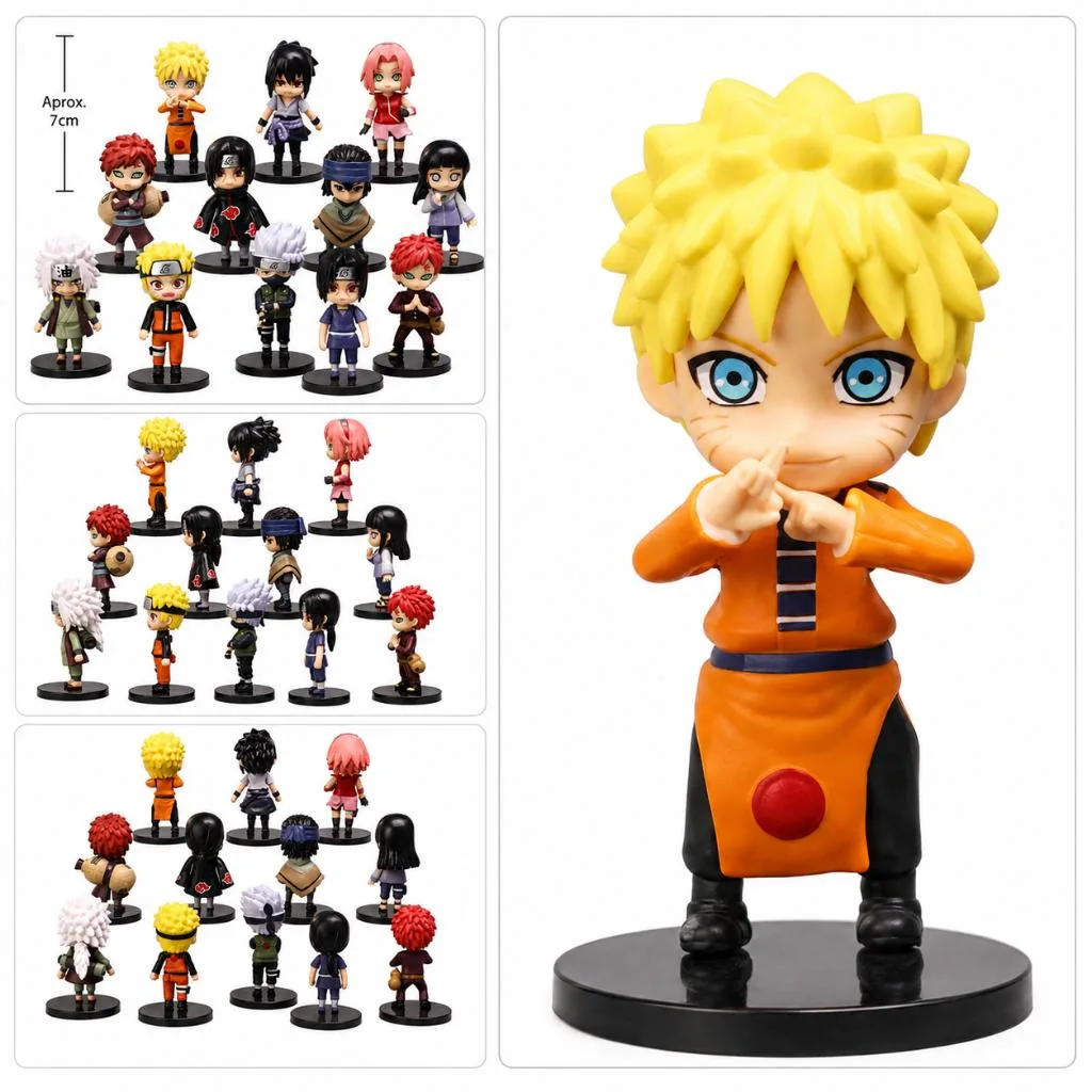 Action Figure Naruto Chibi 7cm Sasuke Kakashi Itachi Gaara Hinata Jiraiya Sakura Shippuden Boneco Anime Colecionável