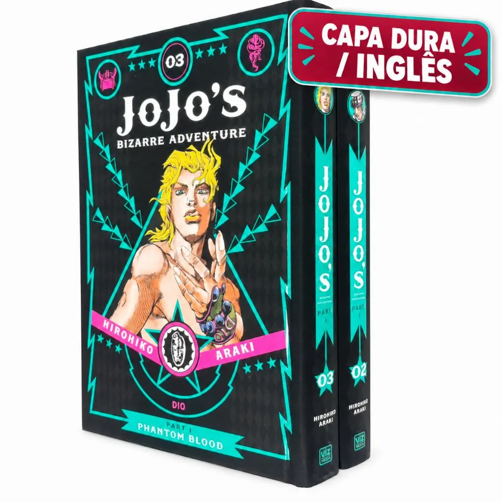 Mangá JoJo’s Bizarre Adventure Parte 1 Phantom Blood Vol. 2 e 3 Deluxe Capa Dura Inglês VIZ