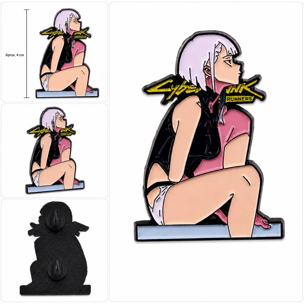 Pin Esmaltado Lucy Cyberpunk Edgerunners Anime Broche Metal Netrunner Colecionável Mochila Lapela Presente Otaku