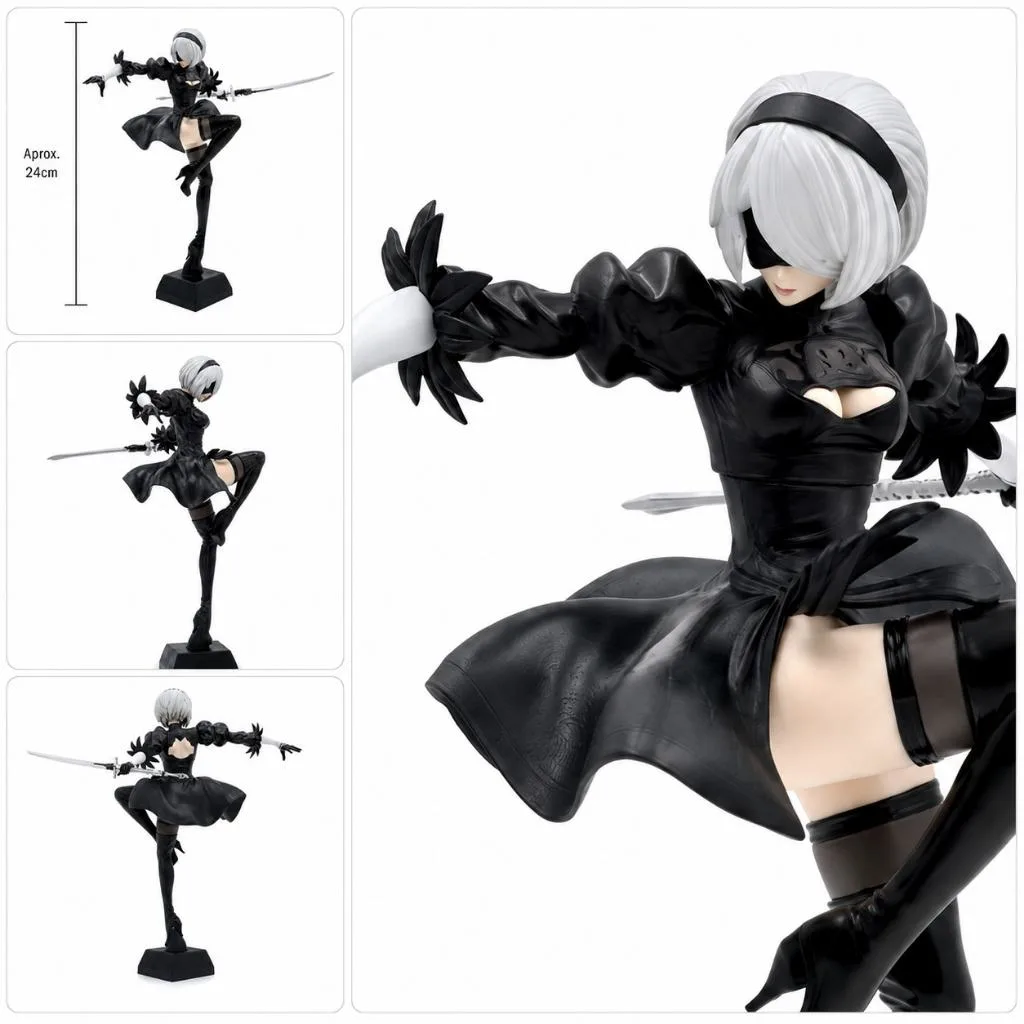 Action Figure 2B NieR Automata 24cm Yorha No 2 Type B Boneco Anime Game Estatueta Colecionável PVC Espada Reparada