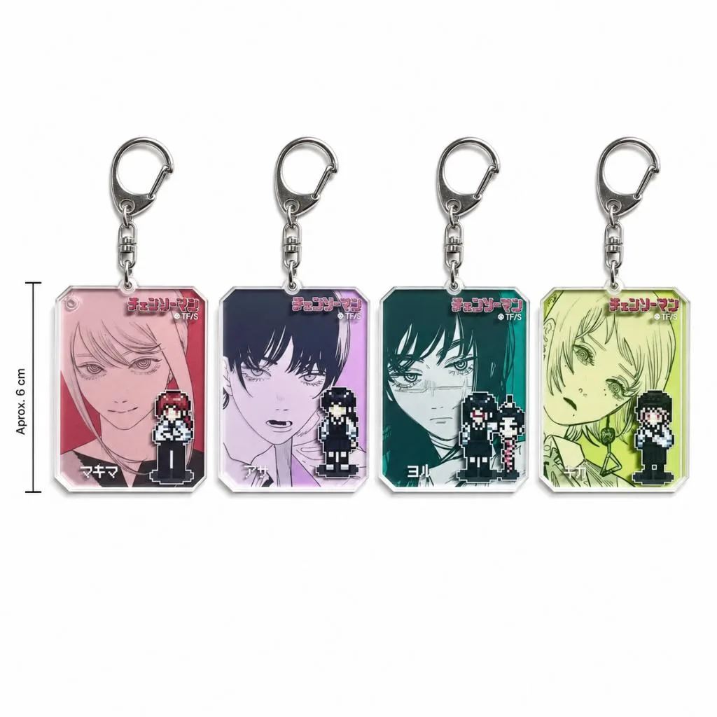 Chaveiro Acrílico Makima Asa Yoru Kiga 6cm Chainsaw Man Pixel Art Anime Chaveirinho Mochila Colecionável