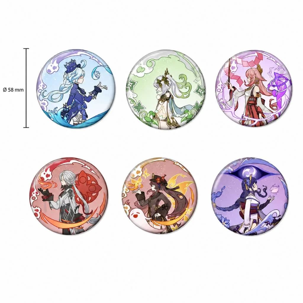 Botton Broche Genshin Impact Hu Tao Raiden Furina Nahida Arlecchino Anime Game Button Boton Metal Mochila Colecionável