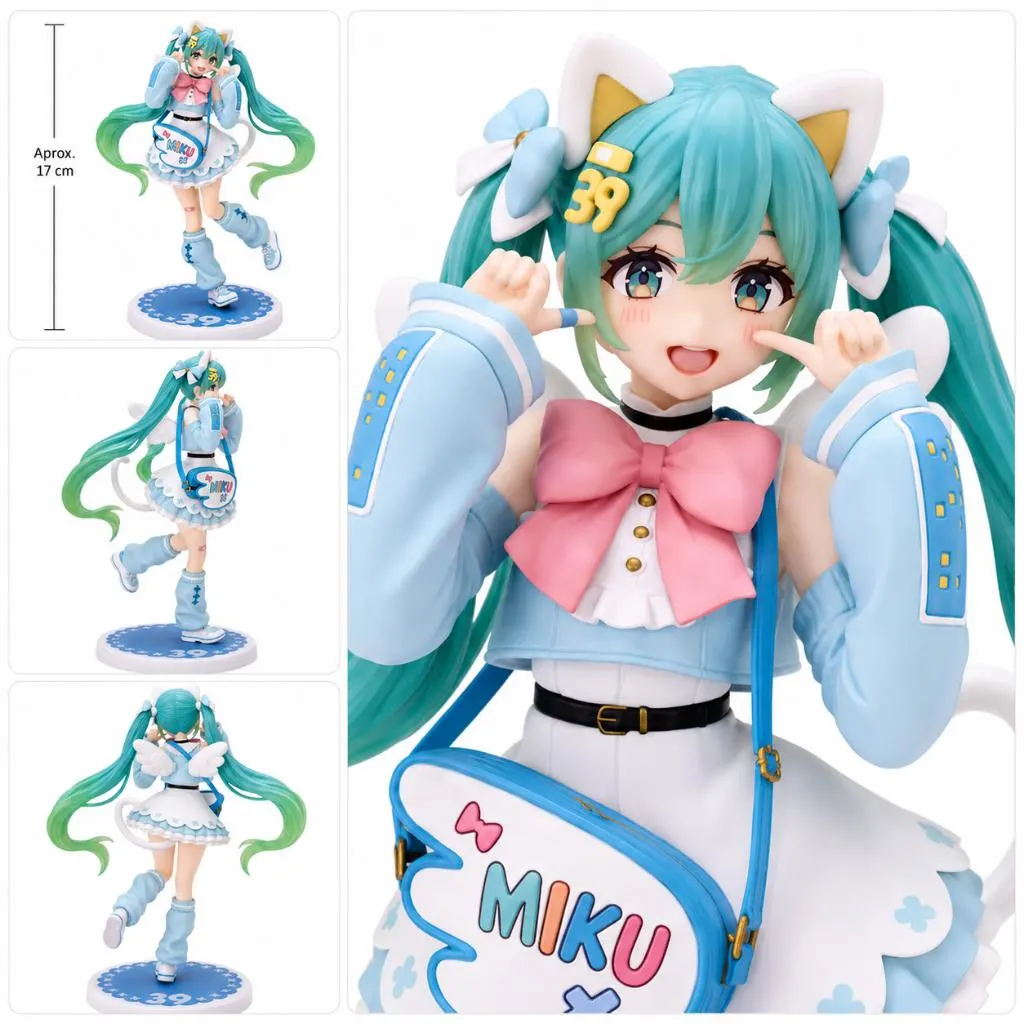 Action Figure Hatsune Miku 39 Vocaloid 17 cm com Base Sem Caixa