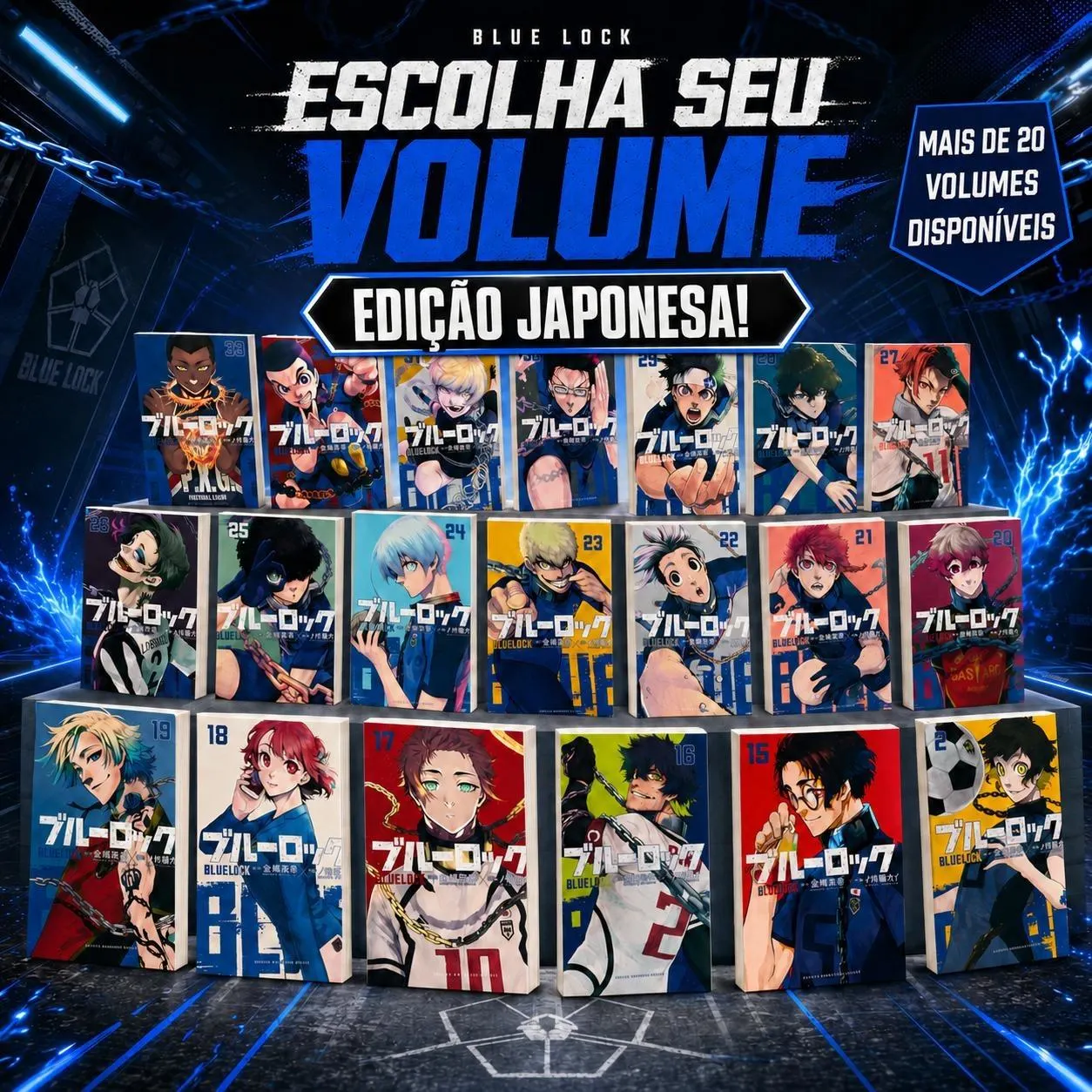 Blue Lock Japonês Vol. 1 ao 33 + Episode Nagi, Light Novel e Liverpool Avulsos Seminovos