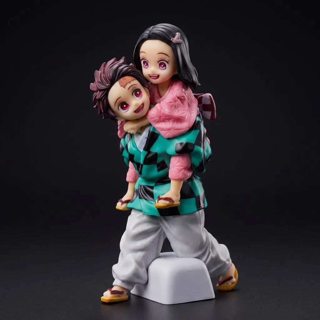 Action Figure Demon Slayer Tanjiro e Nezuko Chibi 13 cm | Kimetsu no Yaiba