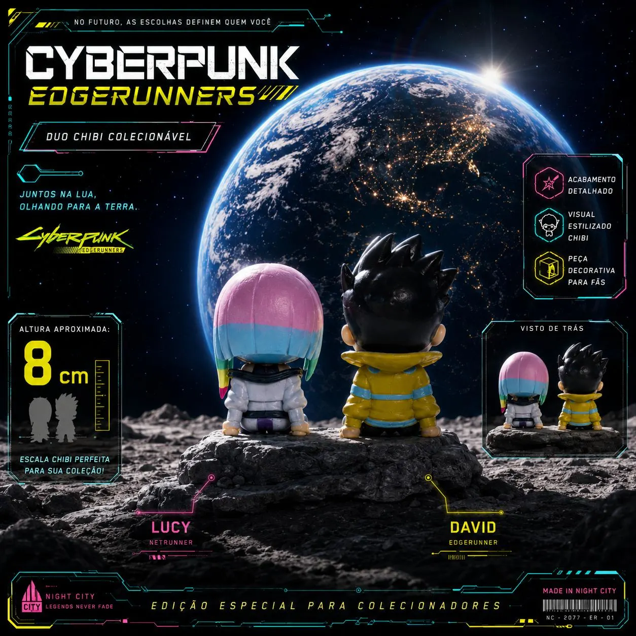 Action Figure Cyberpunk Edgerunners Chibi 8 cm David Martinez e Lucy