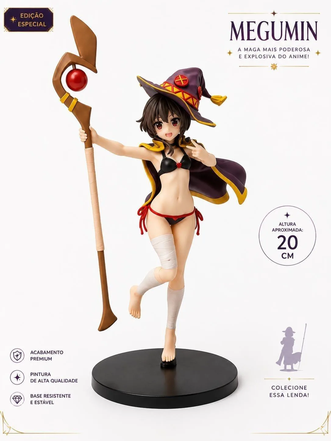 Action Figure Megumin KonoSuba 18cm - Boneco Figura Anime PVC Colecionável Kono Subarashii Sekai